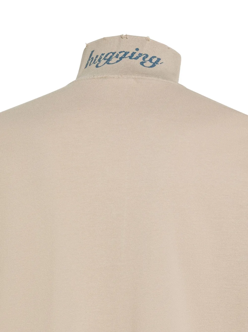 Sun68 distressed-effect embroidered-logo polo shirt Beige