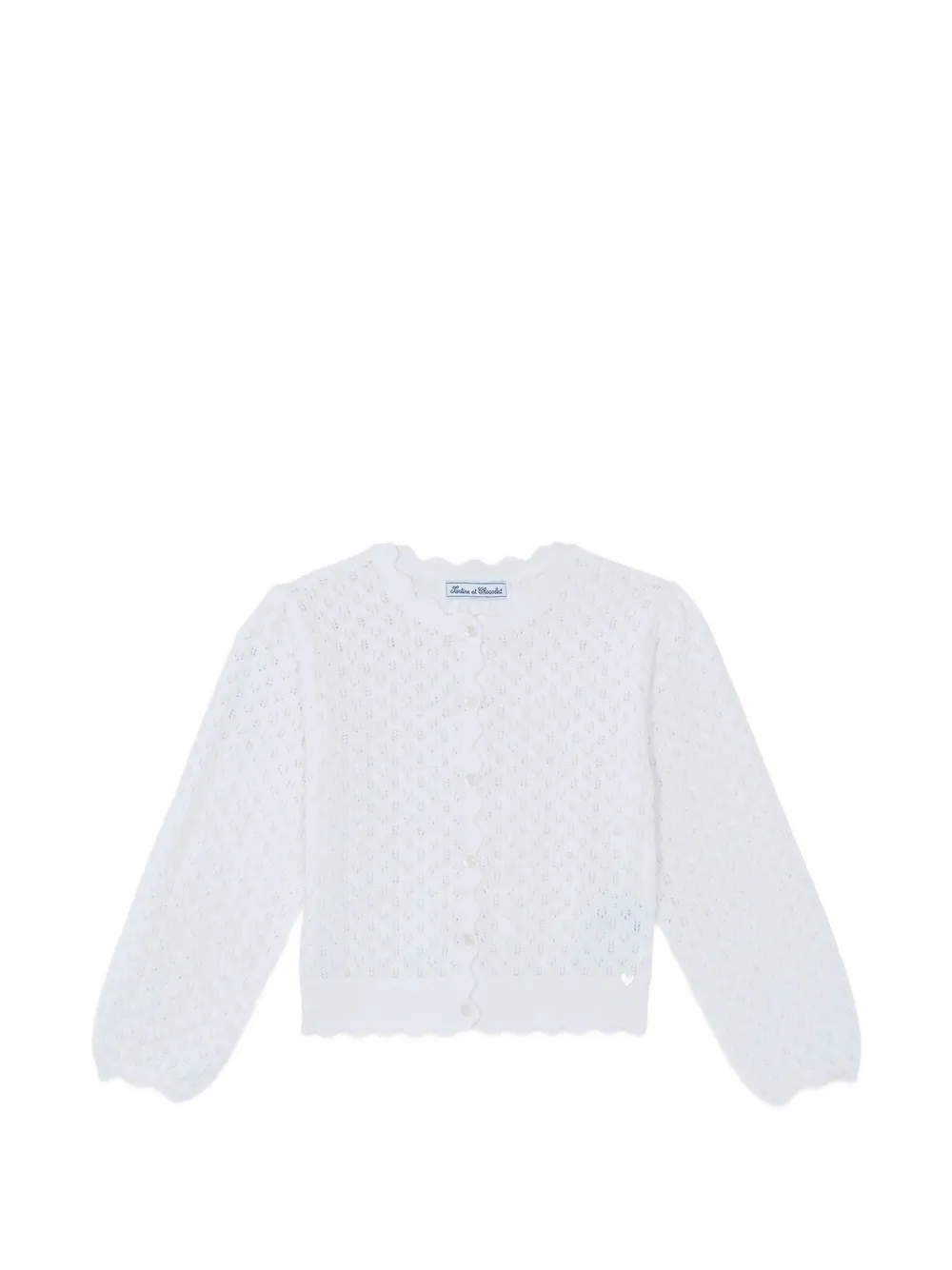 Tartine Et Chocolat pointelle-knit scalloped-edge cardigan Wit