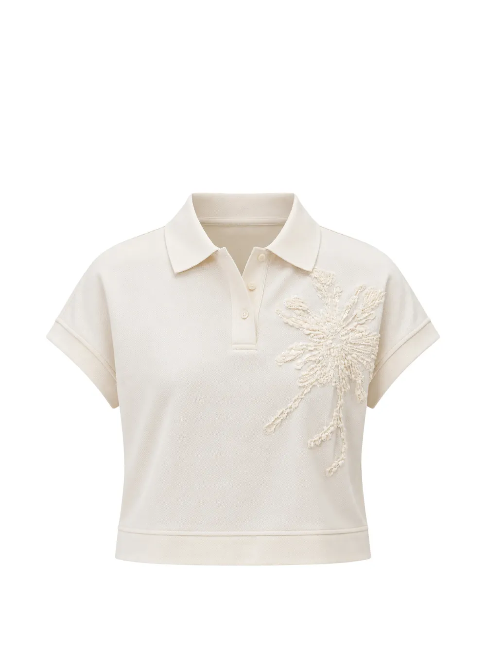 Benetton floral-embroidered polo shirt - Nude