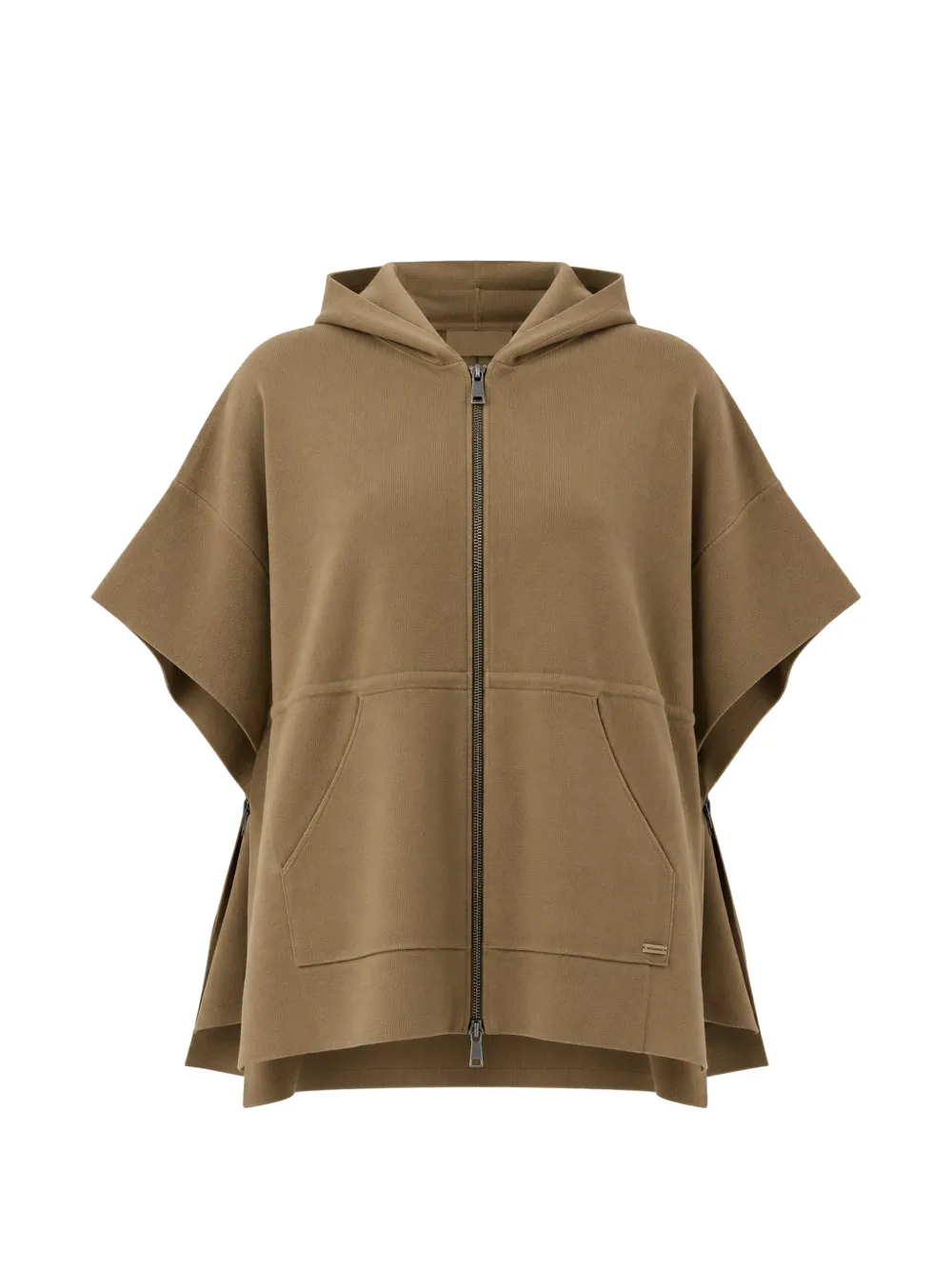 Max Mara drawstring-waist zip-up hooded cardigan - Marrone
