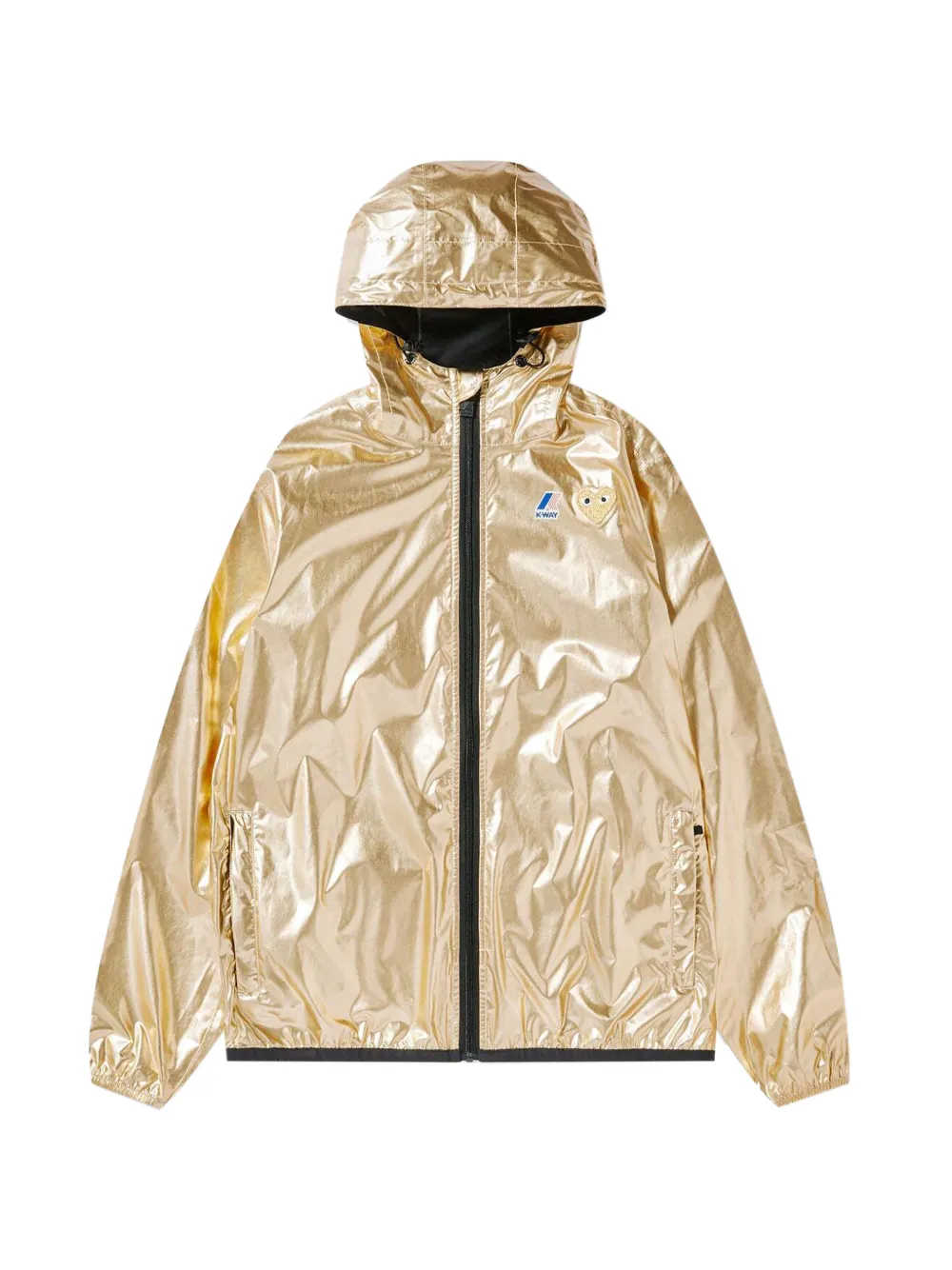 Comme Des Garçons Play K-Way metallic hooded jacket Goud