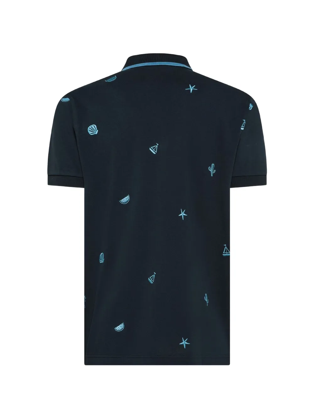 Sun68 embroidered cotton polo shirt Zwart