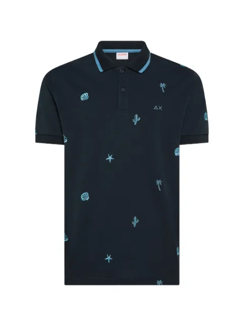 Sun68 embroidered cotton polo shirt