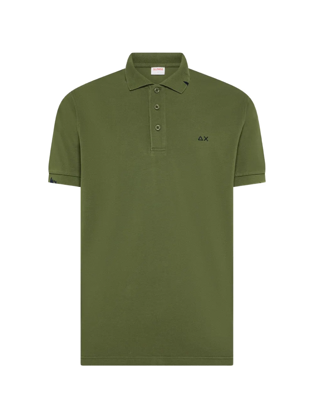 Sun68 embroidered-logo distressed-trim polo shirt Groen