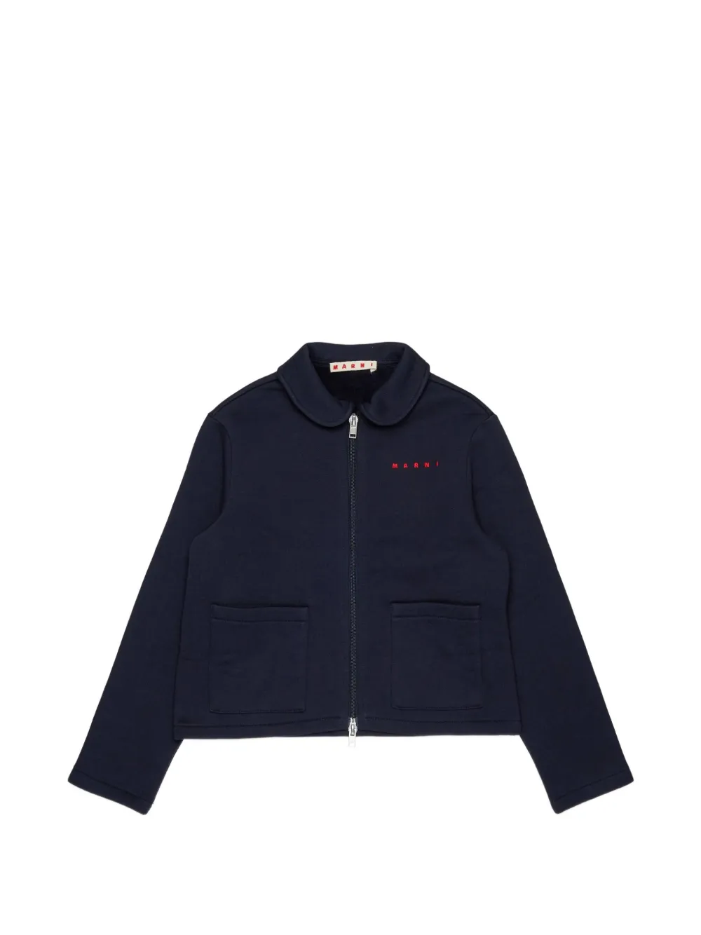 Marni Kids logo-print Peter Pan-collar sweatshirt - Blau