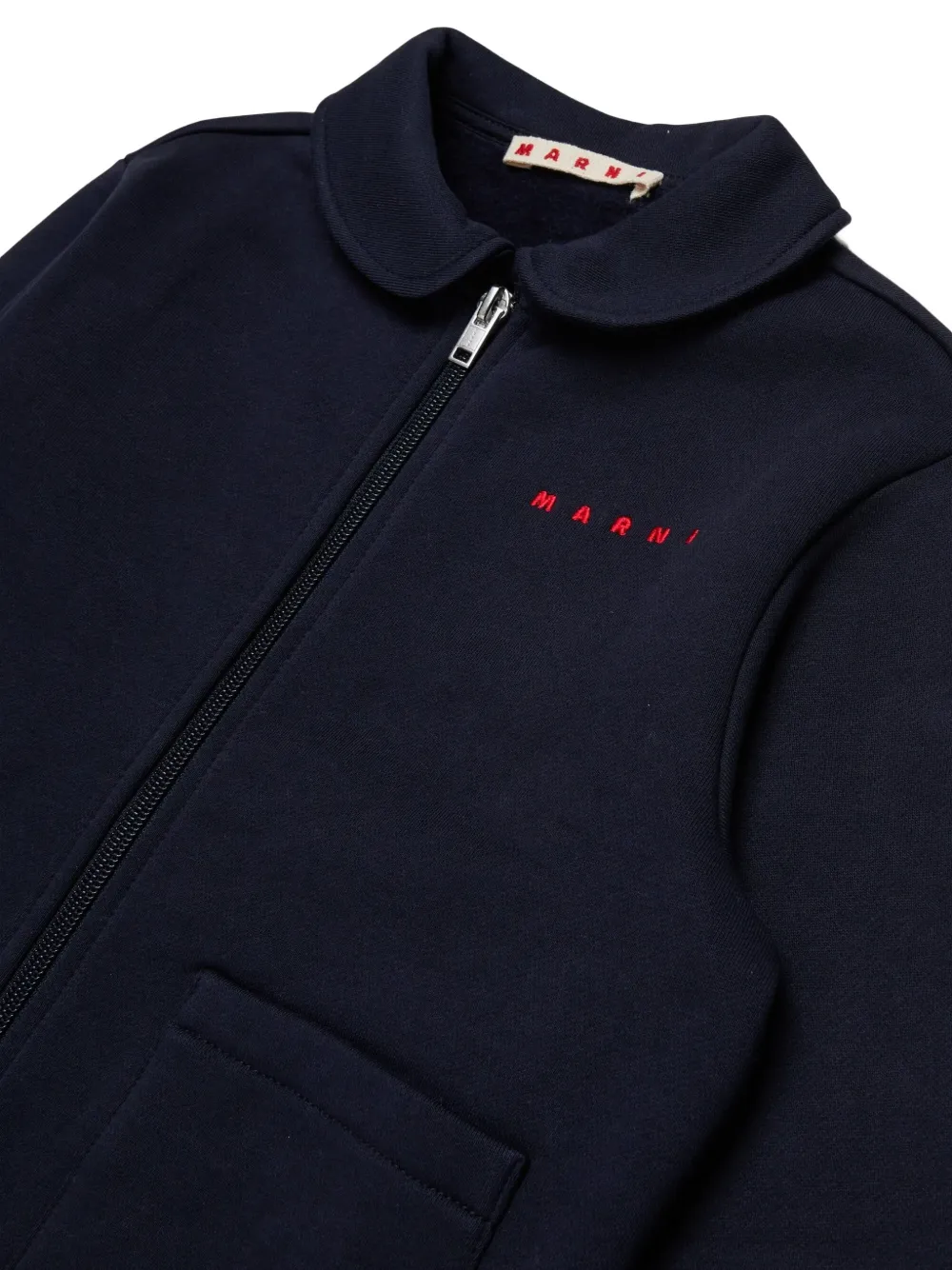 Marni Kids logo-print Peter Pan-collar sweatshirt Blauw