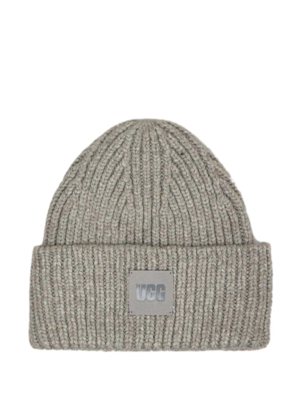 GHŌUD logo-patch ribbed beanie hat - Grau