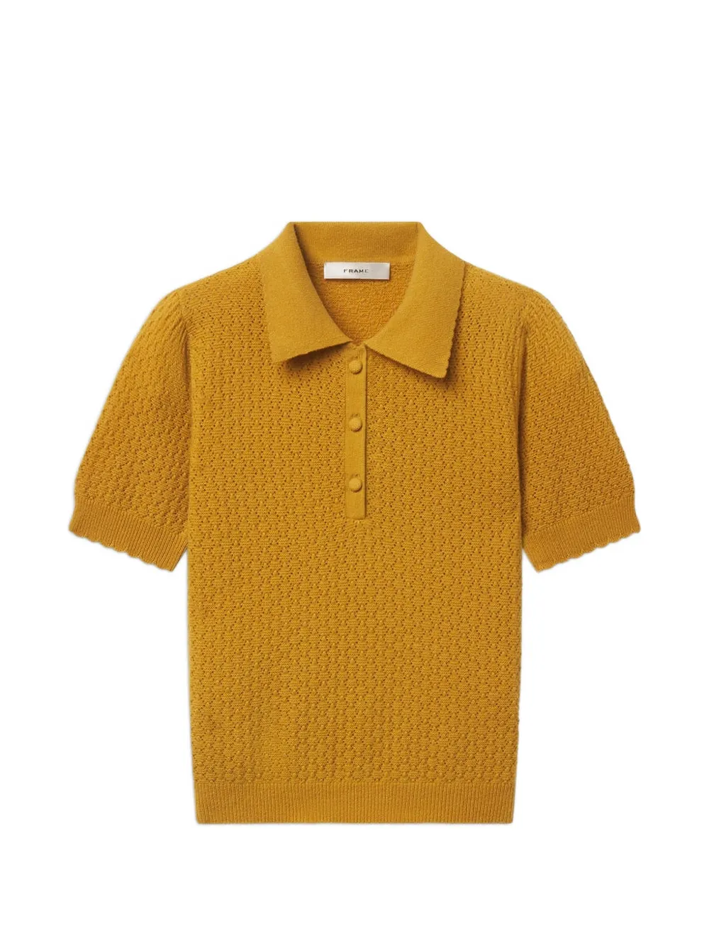 FRAME Honeycomb pointelle-knit polo shirt Geel