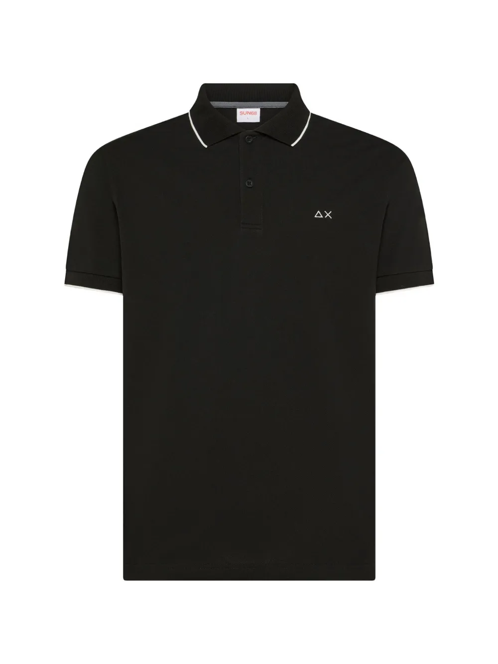 Sun68 embroidered-logo tipped polo shirt Zwart