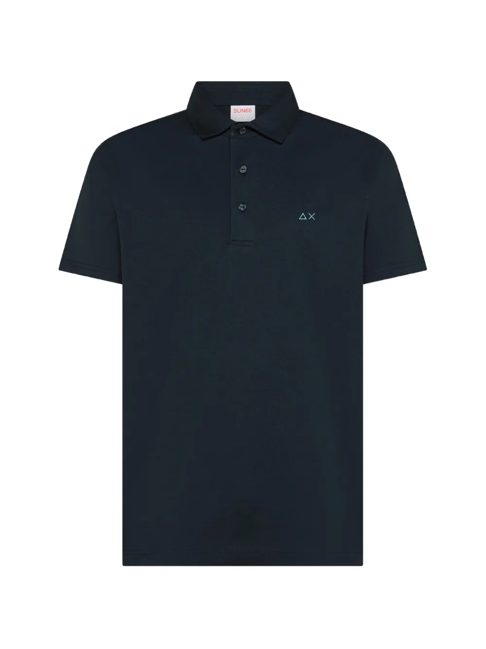 Sun68 logo-embroidered cotton polo shirt Blauw