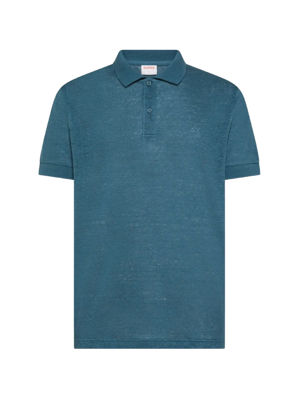 Sun68 short-sleeve linen polo shirt Blauw