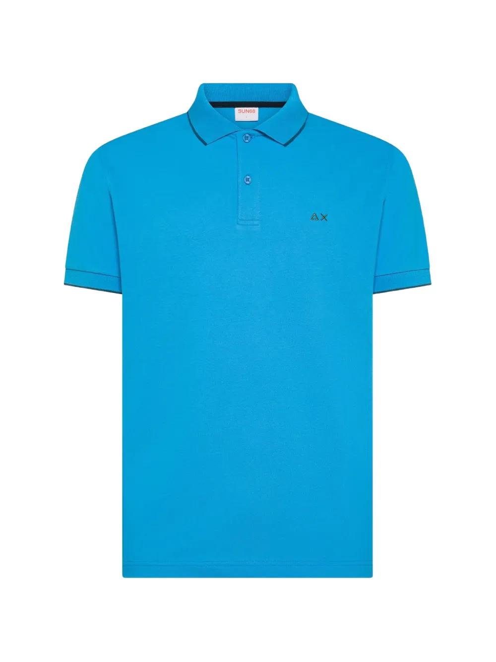 Sun68 logo-embroidered piqué polo shirt Blauw