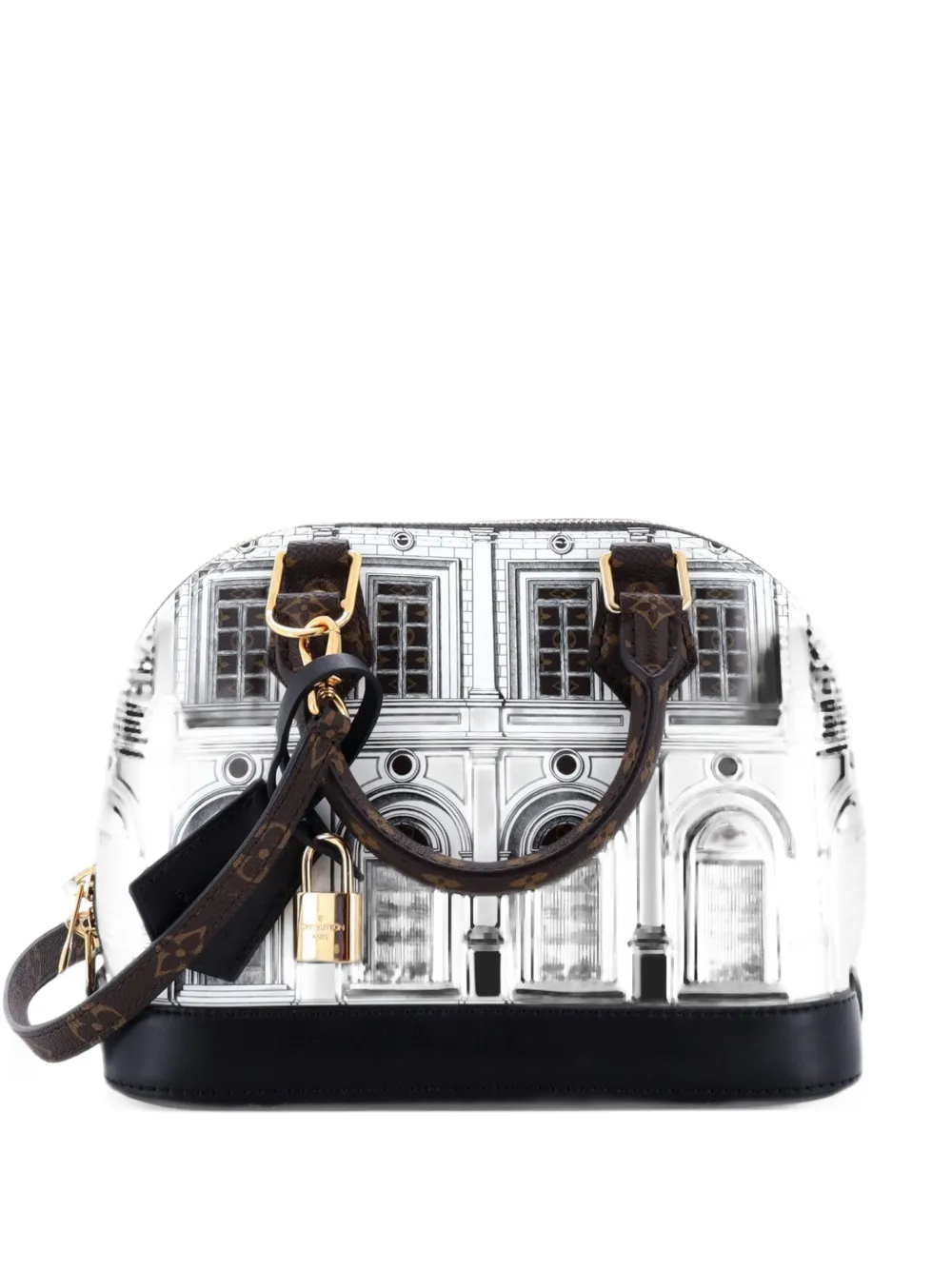Louis Vuitton Pre-Owned Alma Handbag Limited Edition Fornasetti Architettura Print Leather and Monogram Canvas BB shoulder bag - Black