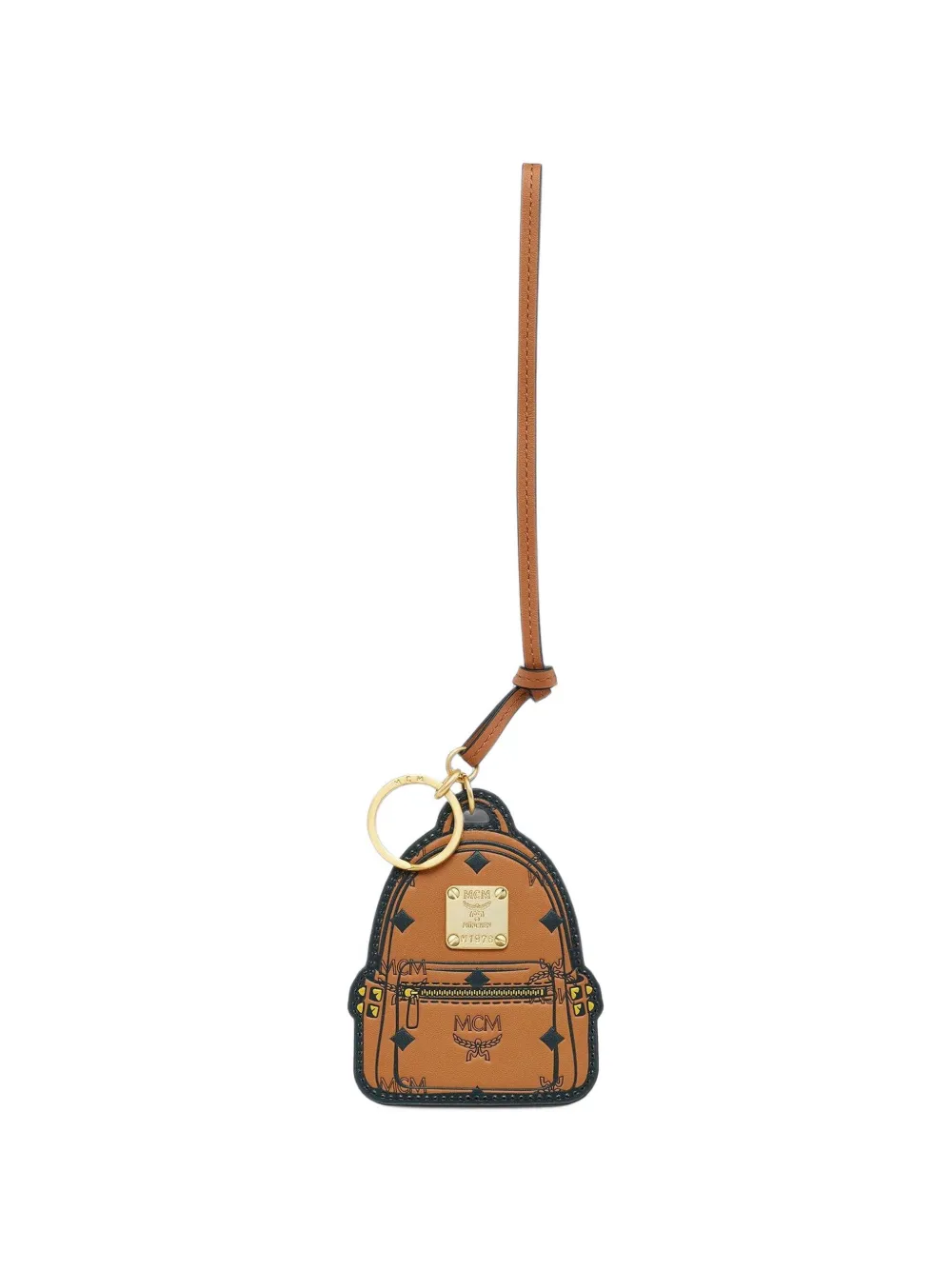 MCM Visetos-print backpack keyring - Marrone