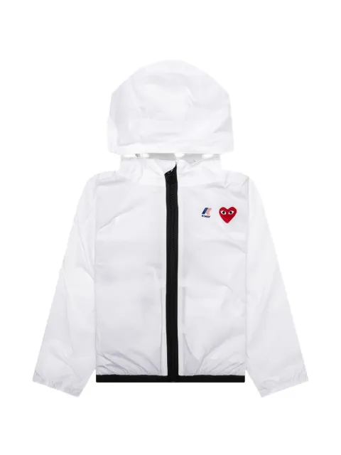 Comme Des Garçons Play Kids x K-Way Heart logo-patch jacket