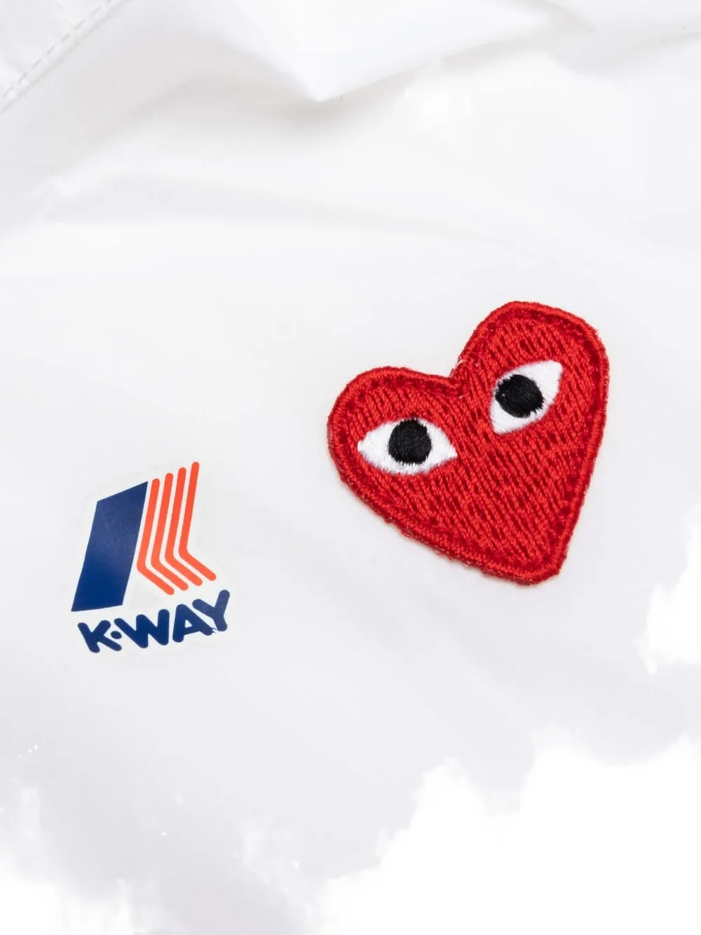 Comme Des Garçons Play Kids x K-Way Heart logo-patch jacket Wit