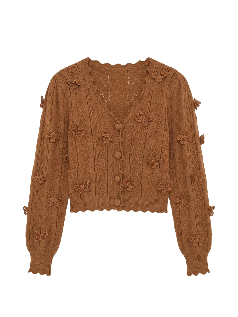 FARM Rio Richelieu 3D butterflies knit cardigan - Braun