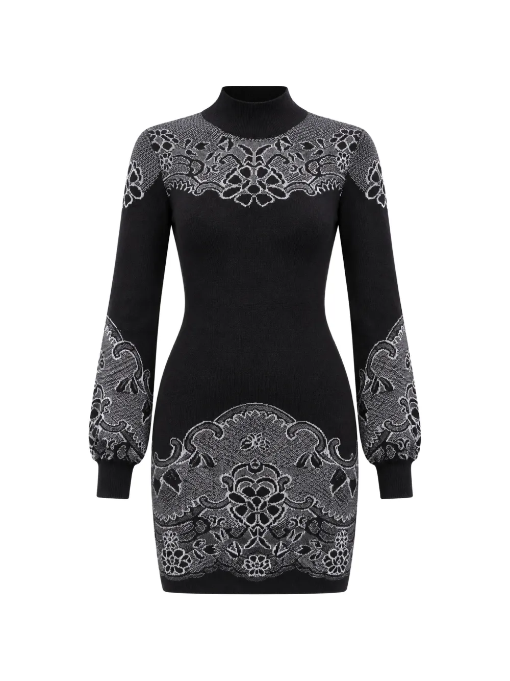 TWINSET jacquard-knit high-neck mini dress - Schwarz