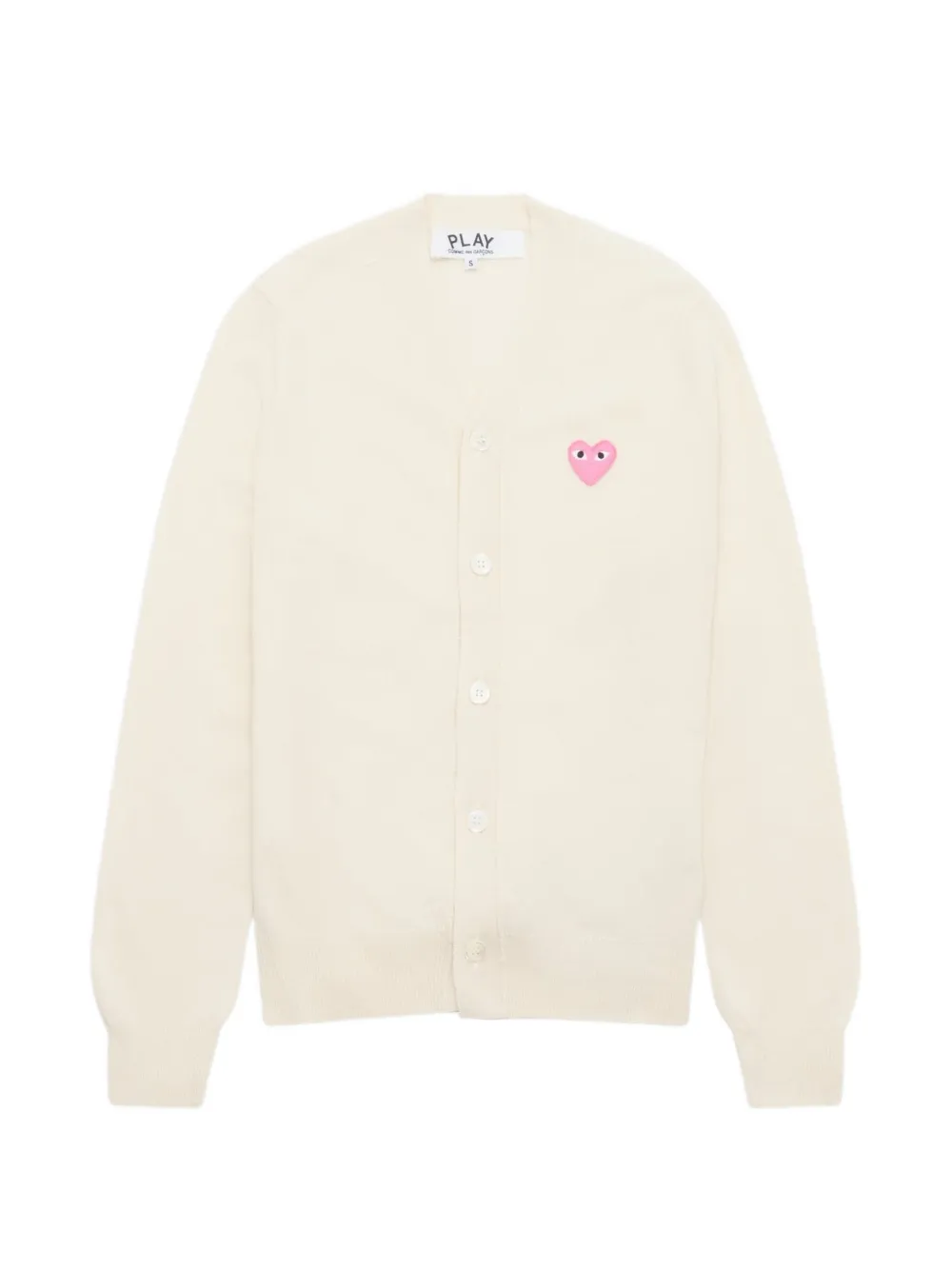 Comme Des Garçons Play V-neck logo-patch cardigan Beige