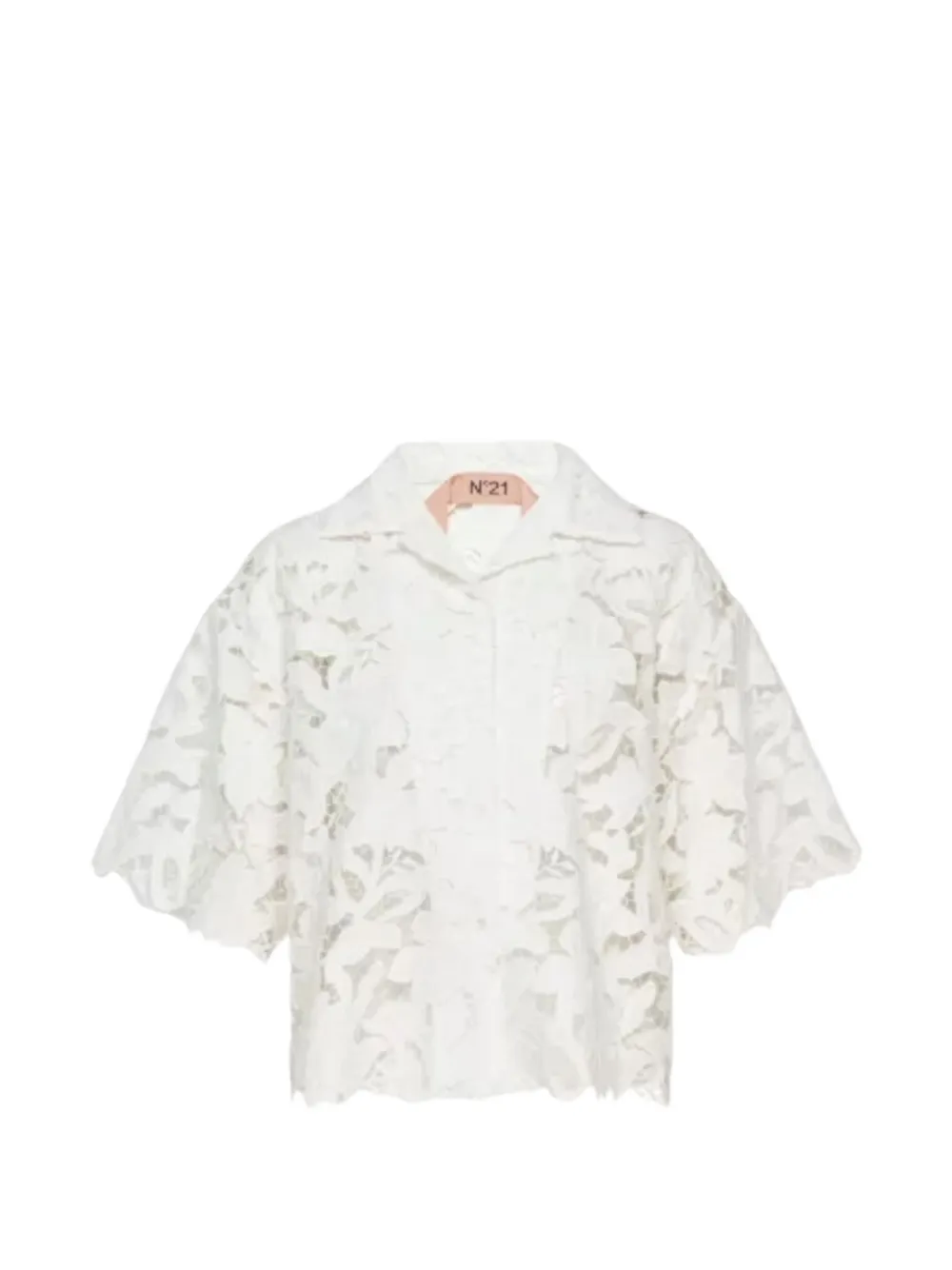 Nº21 floral-lace short-sleeved shirt - Weiß