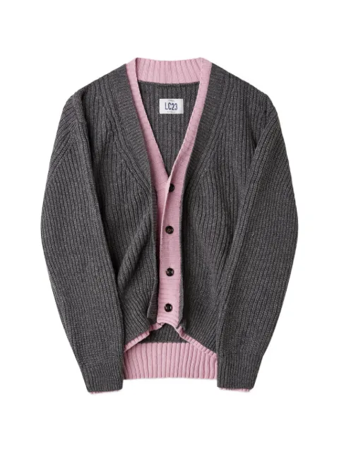 LC23 ribbed-knit layered-effect cardigan