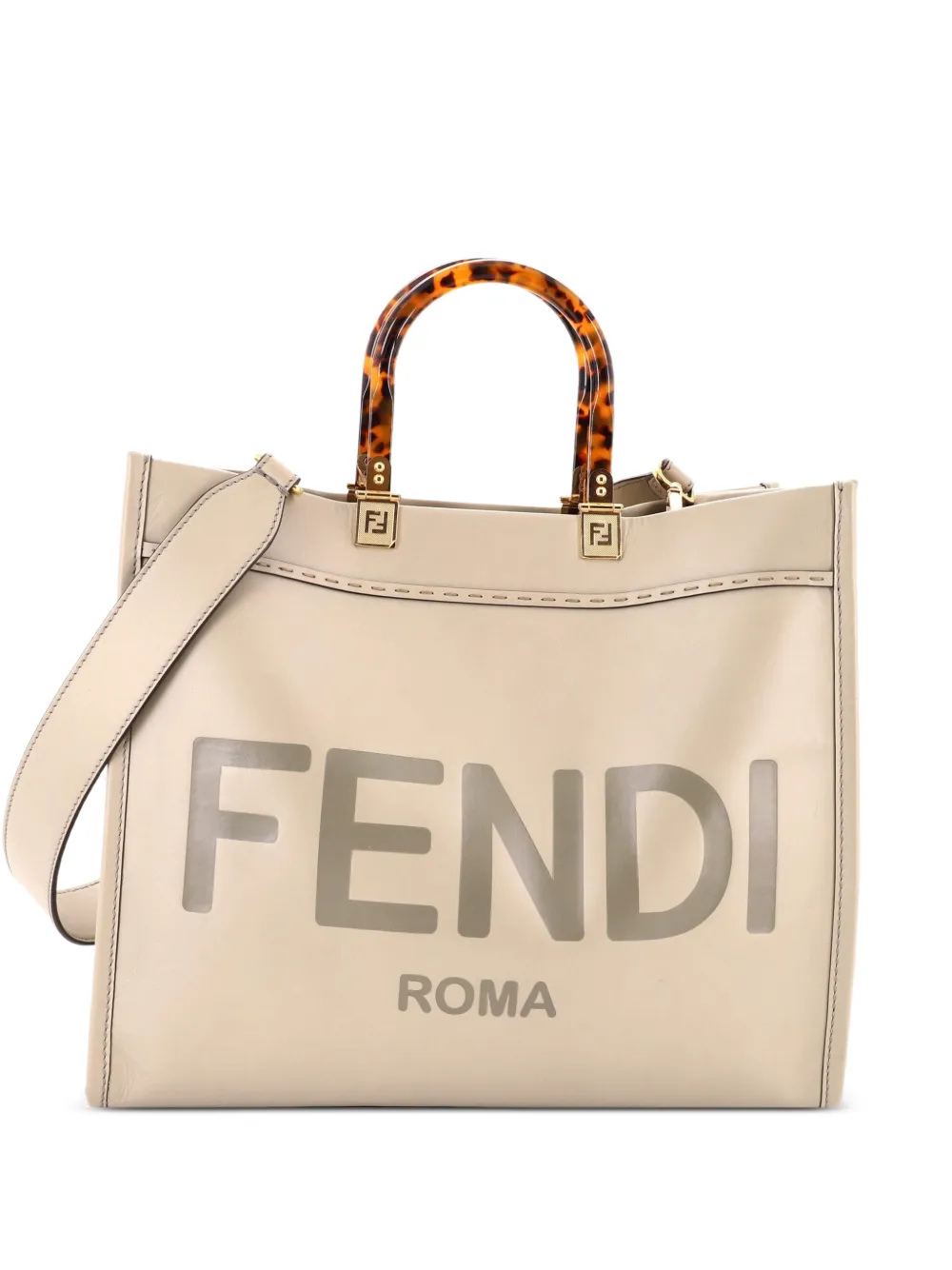 Fendi Pre-Owned Sunshine Shopper Leather Medium tote bag - Green