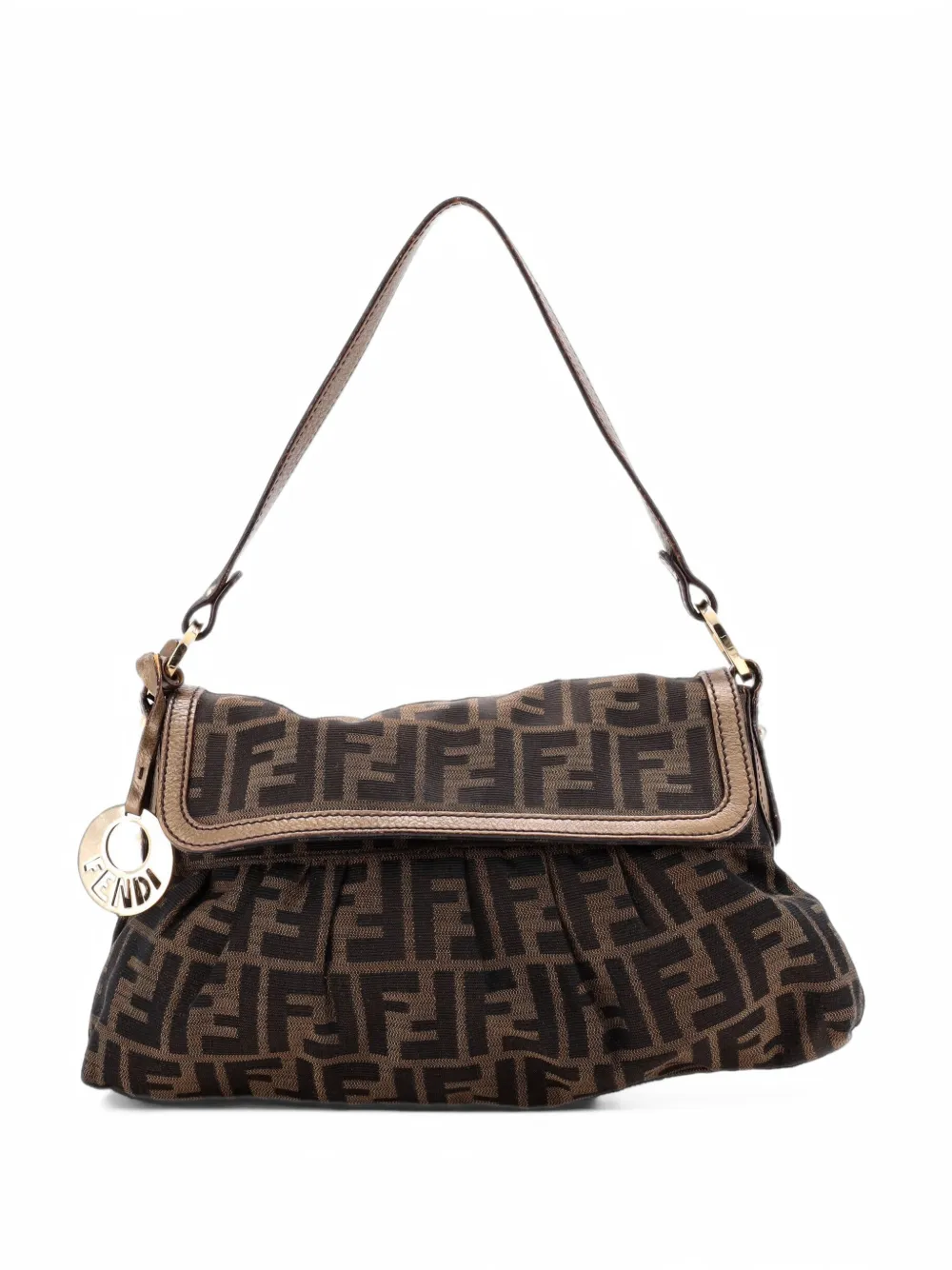 Fendi Pre-Owned Chef Flap Bag Zucca Canvas Small shoulder bag - Braun