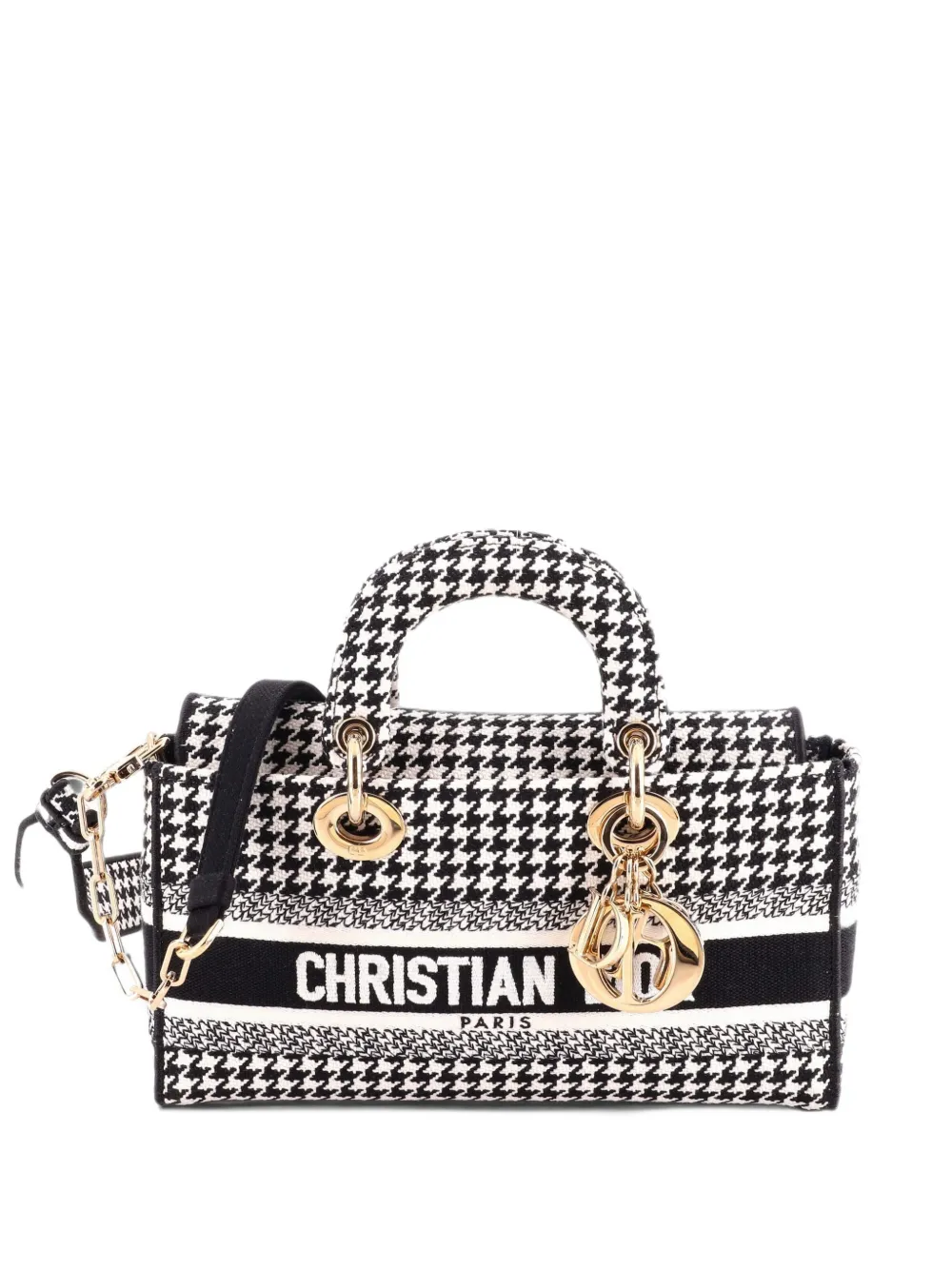 Christian Dior Pre-Owned Lady D-Joy Bag Houndstooth Canvas Medium shoulder bag - Weiß