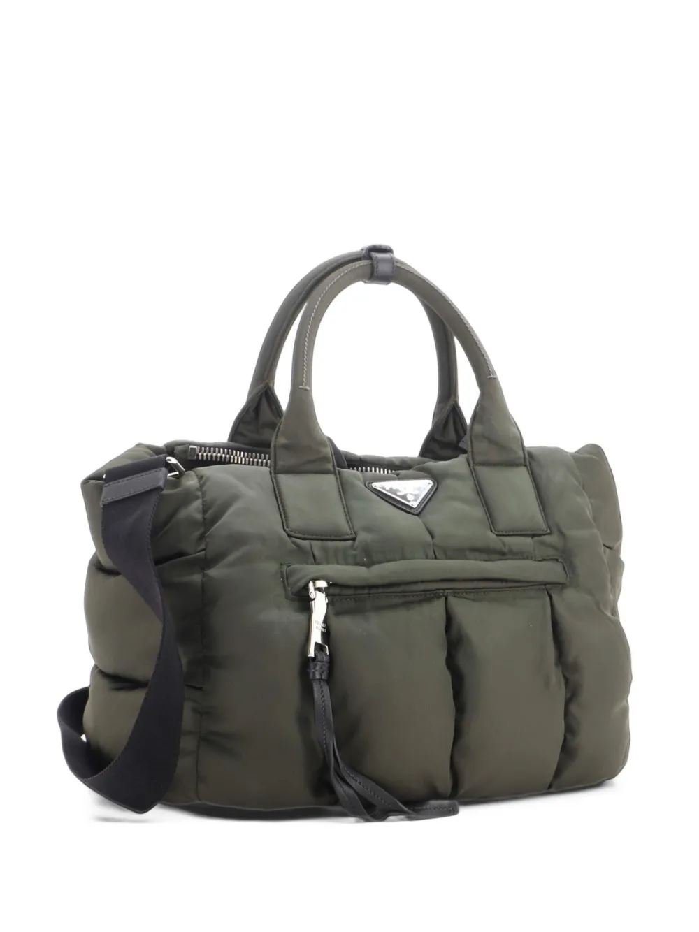Prada Pre-Owned Double Zip Convertible Bomber Tote Tessuto Medium shoulder bag - Nero