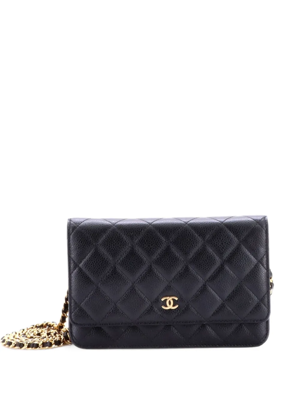 CHANEL Pre-Owned Wallet on Chain Quilted Caviar crossbody bag - Schwarz