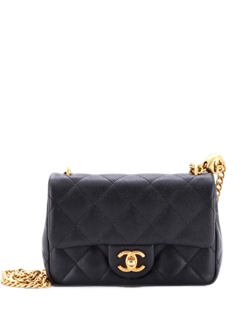 CHANEL Pre-Owned Sweet Heart Chain Flap Bag Quilted Caviar Mini crossbody bag - Schwarz