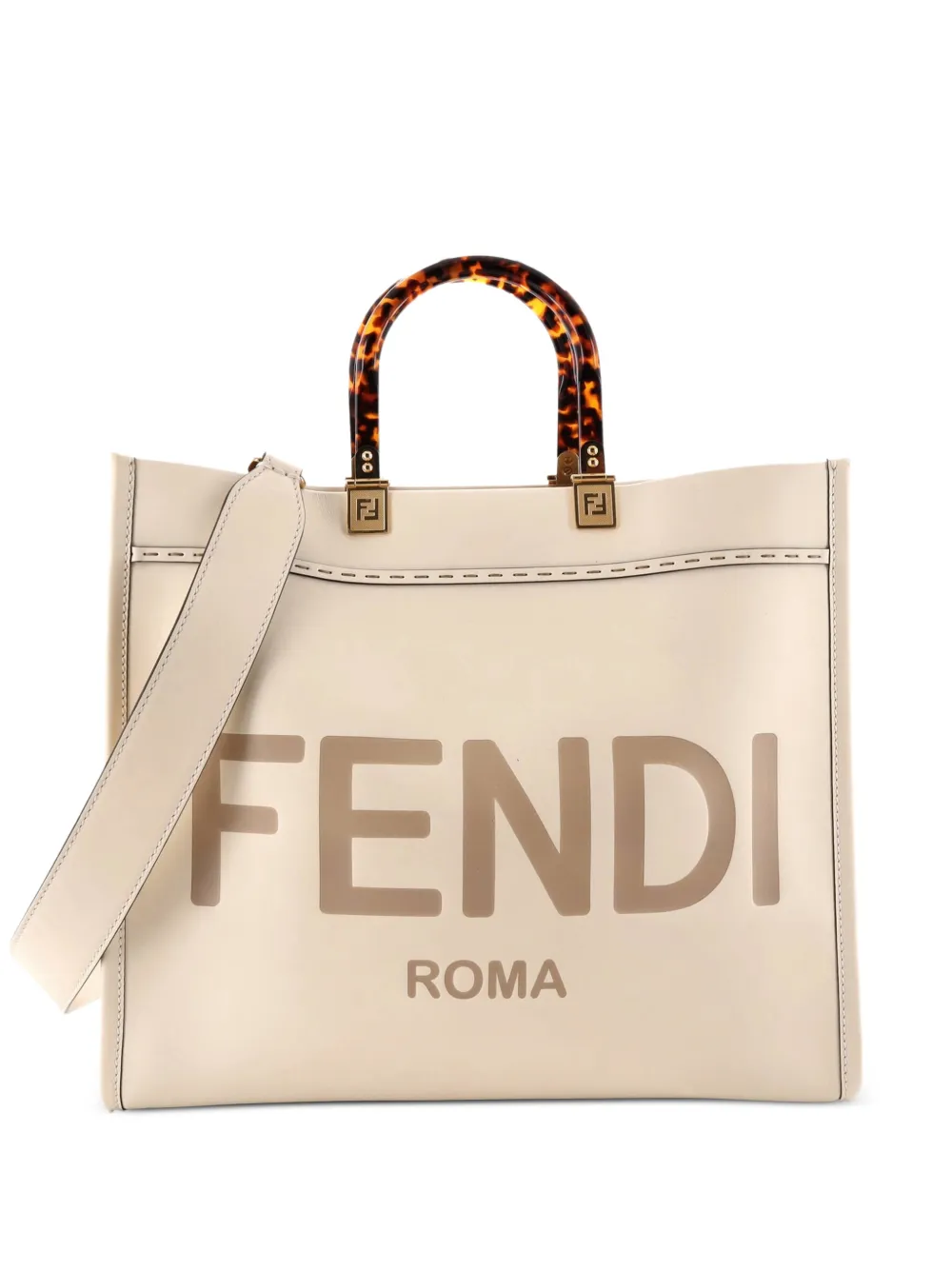 Fendi Pre-Owned Sunshine Shopper Leather Medium tote bag - White