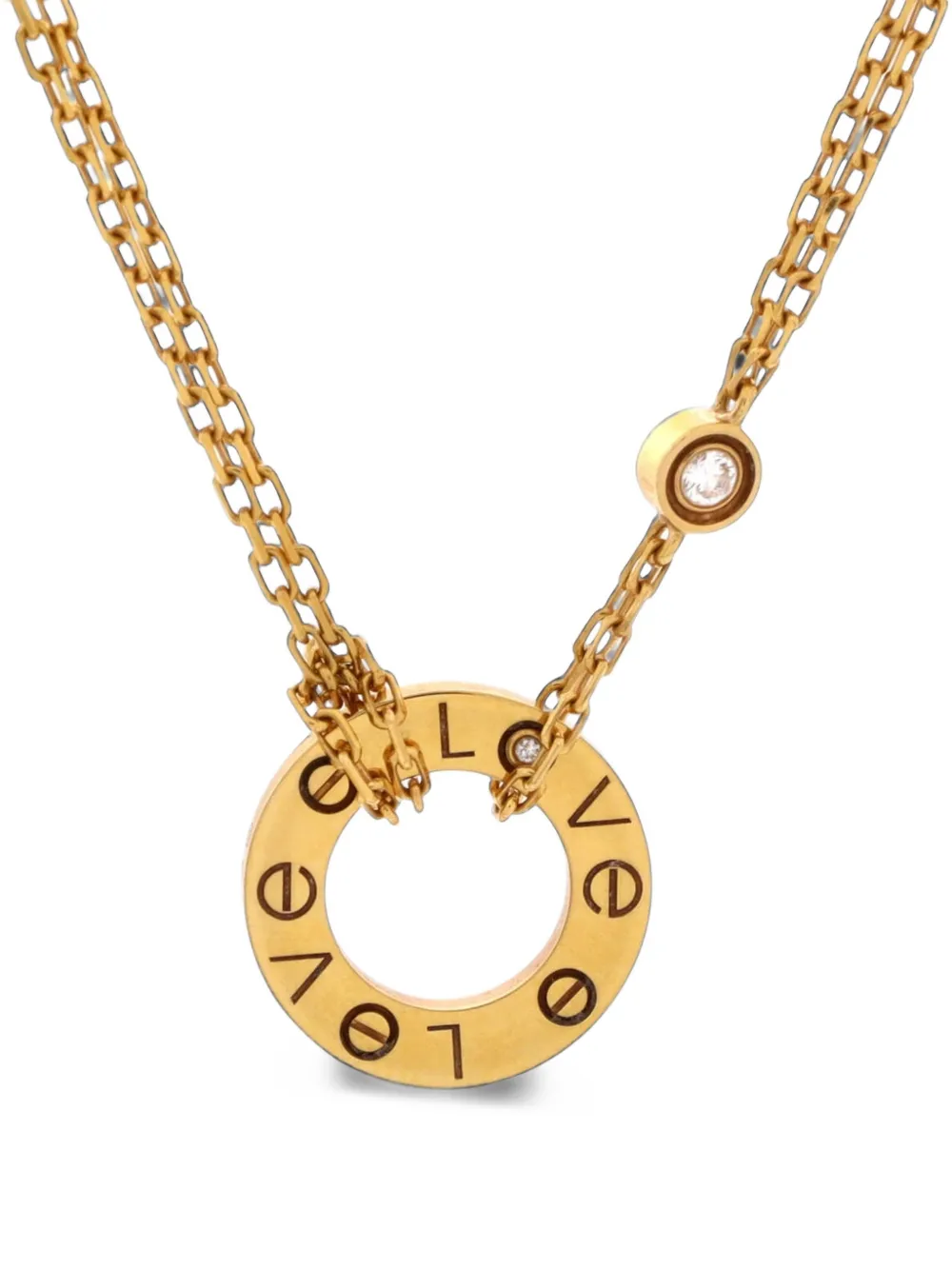 Cartier 2 Diamonds Love Pendant 18K Yellow Gold and Diamonds necklace