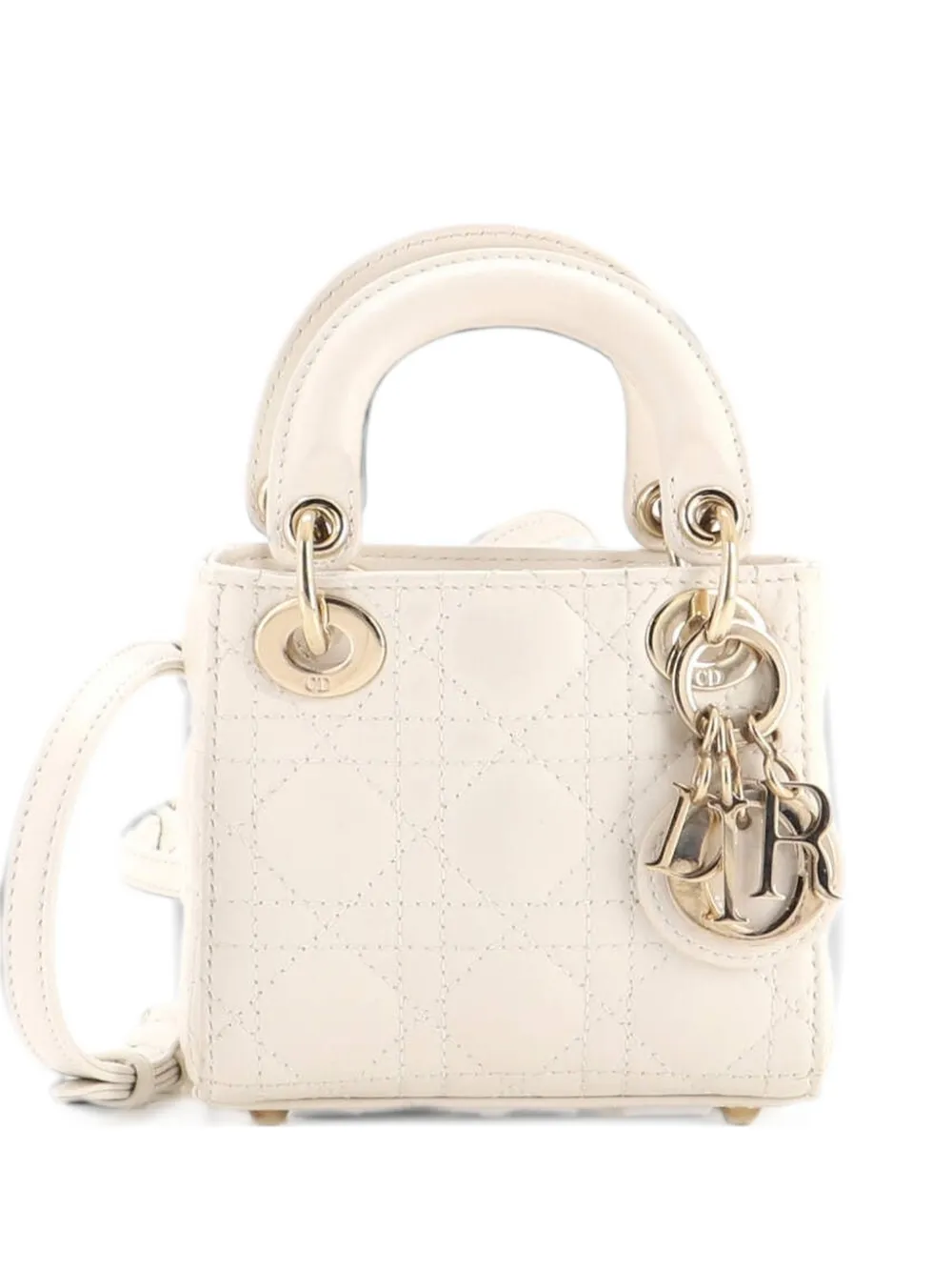 Christian Dior Pre-Owned Lady Dior Bag Cannage Quilt Lambskin Micro shoulder bag - Weiß