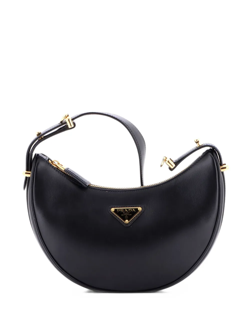 Prada Pre-Owned Arque Half Moon Leather Small hobo bag - Nero