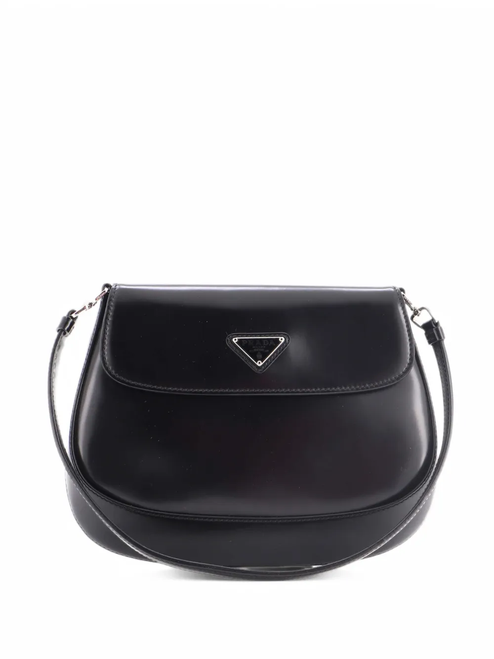 Prada Pre-Owned Cleo Flap Shoulder Bag Spazzolato Leather Small hobo bag - Nero