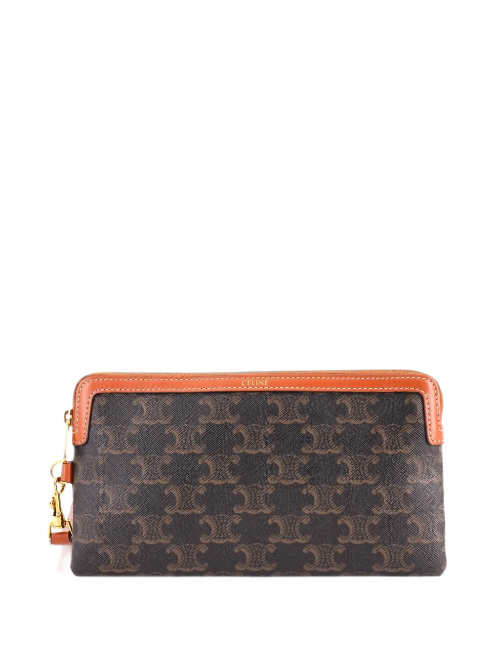 Celine Pre-Owned Zip Wristlet Triomphe Coated Canvas pouch - Braun