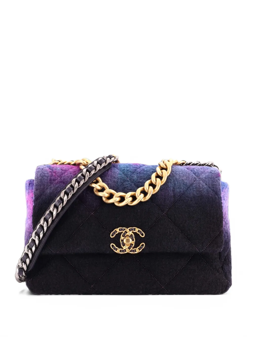 CHANEL Pre-Owned 19 Flap Bag Quilted Degrade Wool Medium shoulder bag - Schwarz