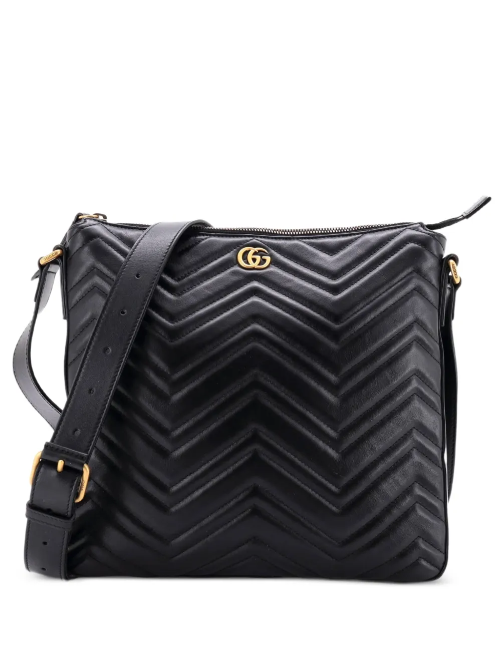 Gucci Pre-Owned GG Marmont Zip Messenger Bag Matelasse Leather Medium crossbody bag - Nero