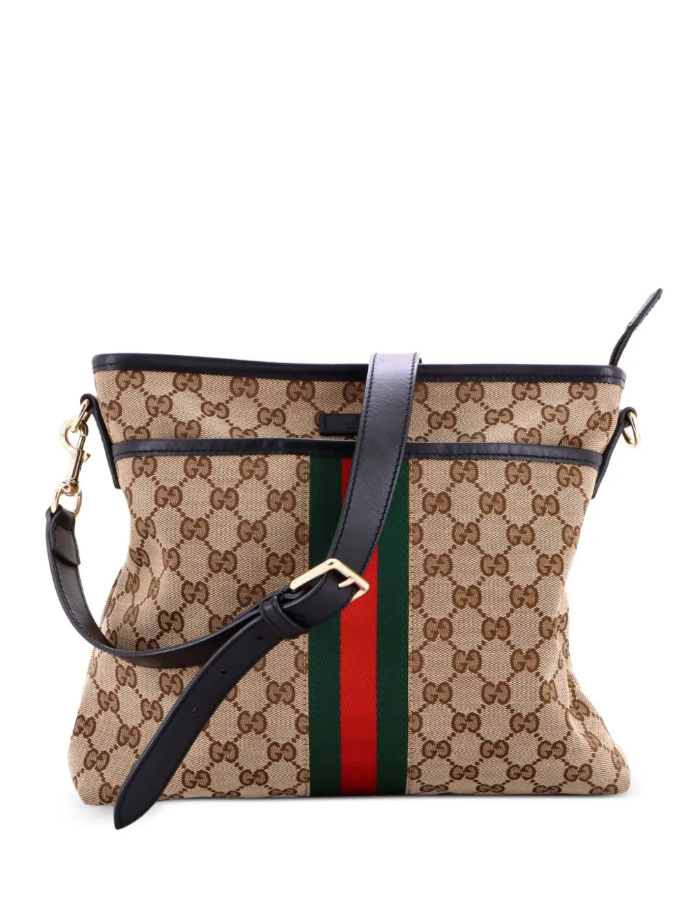 Gucci Pre-Owned Front Pocket Web Messenger GG Canvas Small crossbody bag - Marrone