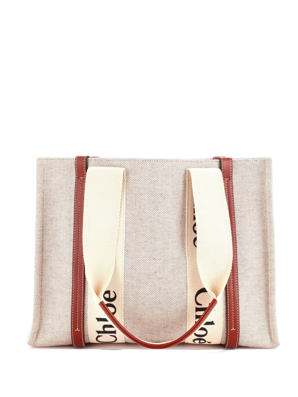 Chloé Pre-Owned Woody Canvas with Leather Medium tote bag - Nude
