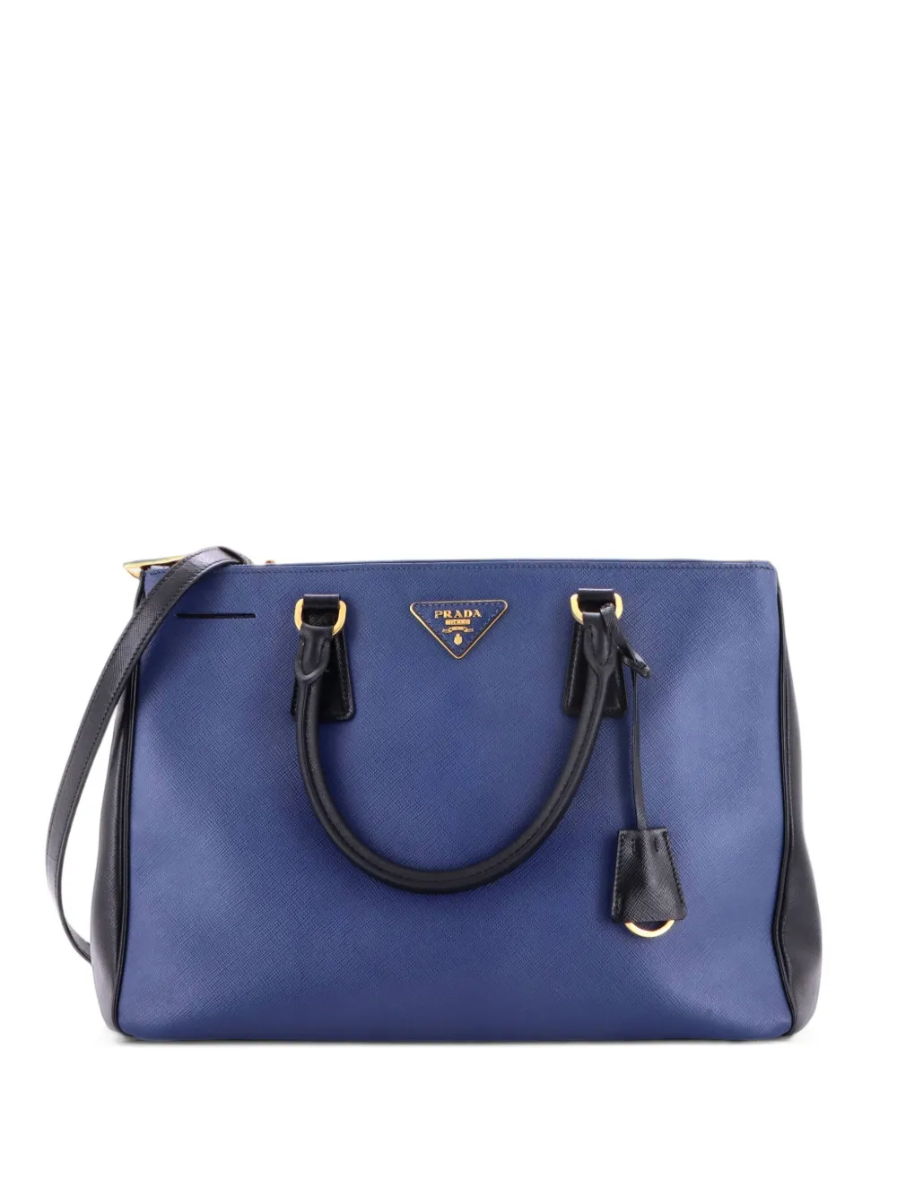 Prada Pre-Owned Bicolor Double Zip Lux Saffiano Leather Medium tote bag - Nero
