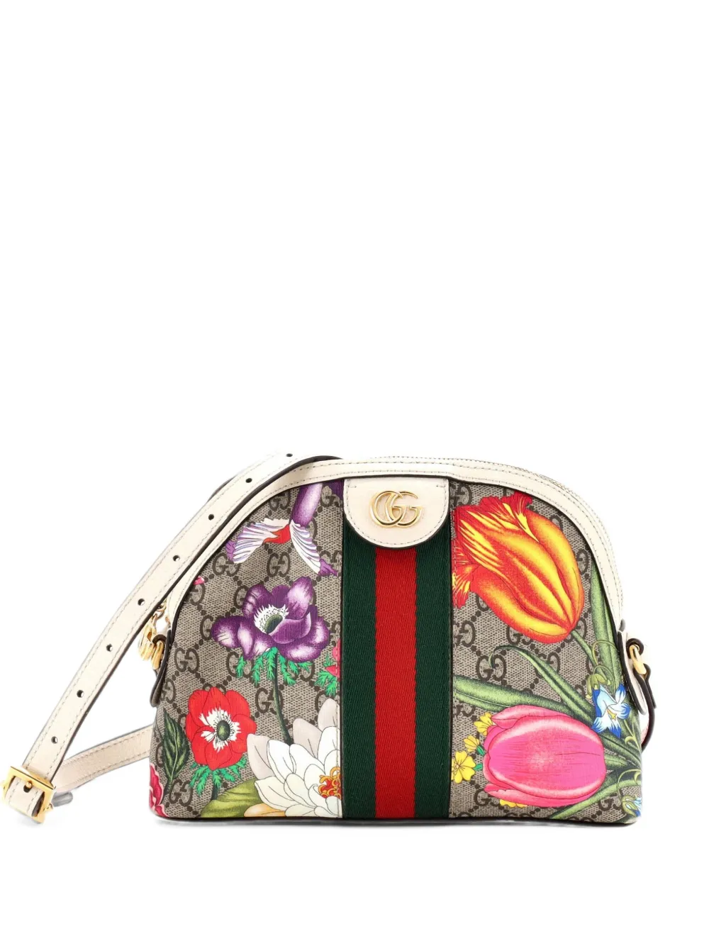 Gucci Pre-Owned Ophidia Dome Shoulder Bag Flora GG Coated Canvas Small crossbody bag - Mehrfarbig