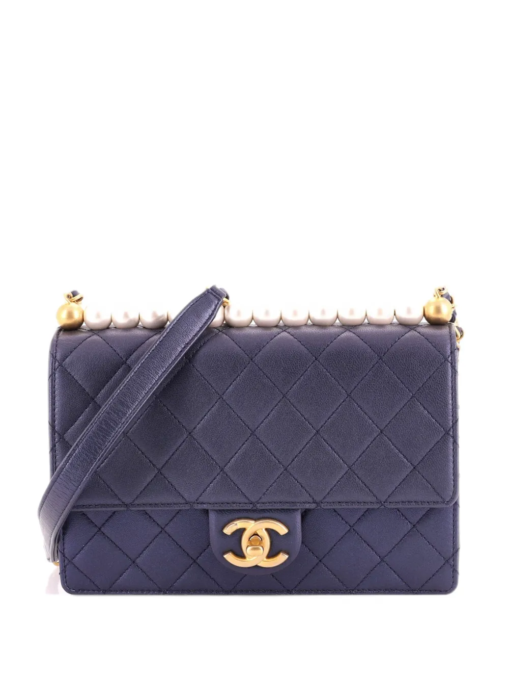 CHANEL Pre-Owned Chic Pearls Flap Bag Quilted Lambskin Small shoulder bag - Blau