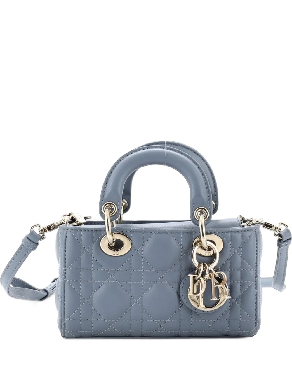 Christian Dior Pre-Owned Lady D-Joy Bag Cannage Quilt Lambskin Micro satchel - Blau