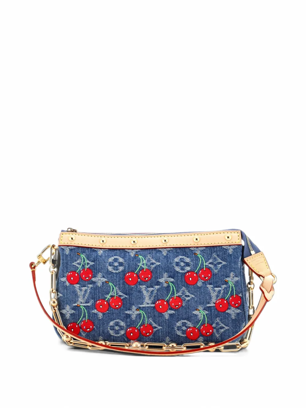 Louis Vuitton Pre-Owned x Takashi Murakami Chain Pochette Accessoires NM Limited Edition Monogram Cerises Denim shoulder bag - Blu