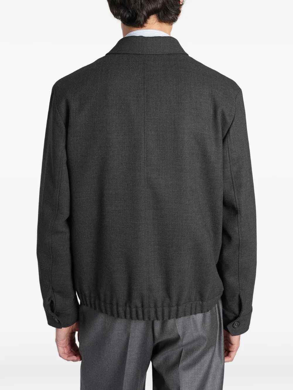 Paul Smith floral-embroidered zip-up shirt jacket Grijs