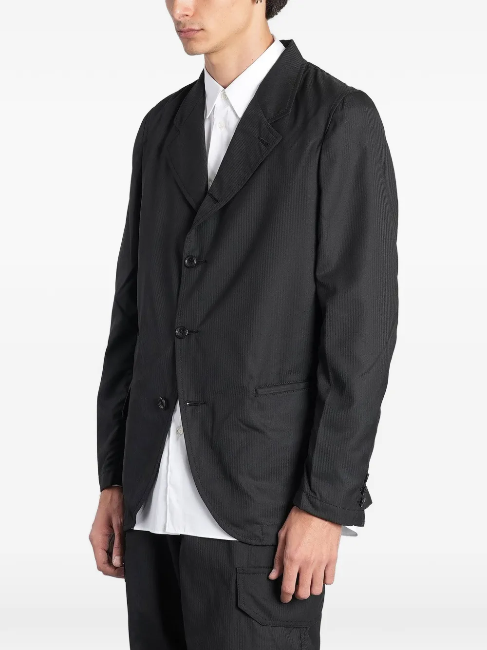 Comme Des Garçons Shirt single-breasted dobby-stripe blazer Zwart