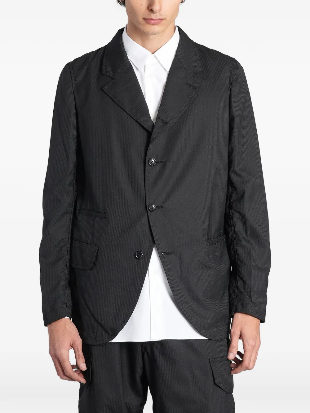 Comme Des Garçons Shirt single-breasted dobby-stripe blazer Zwart