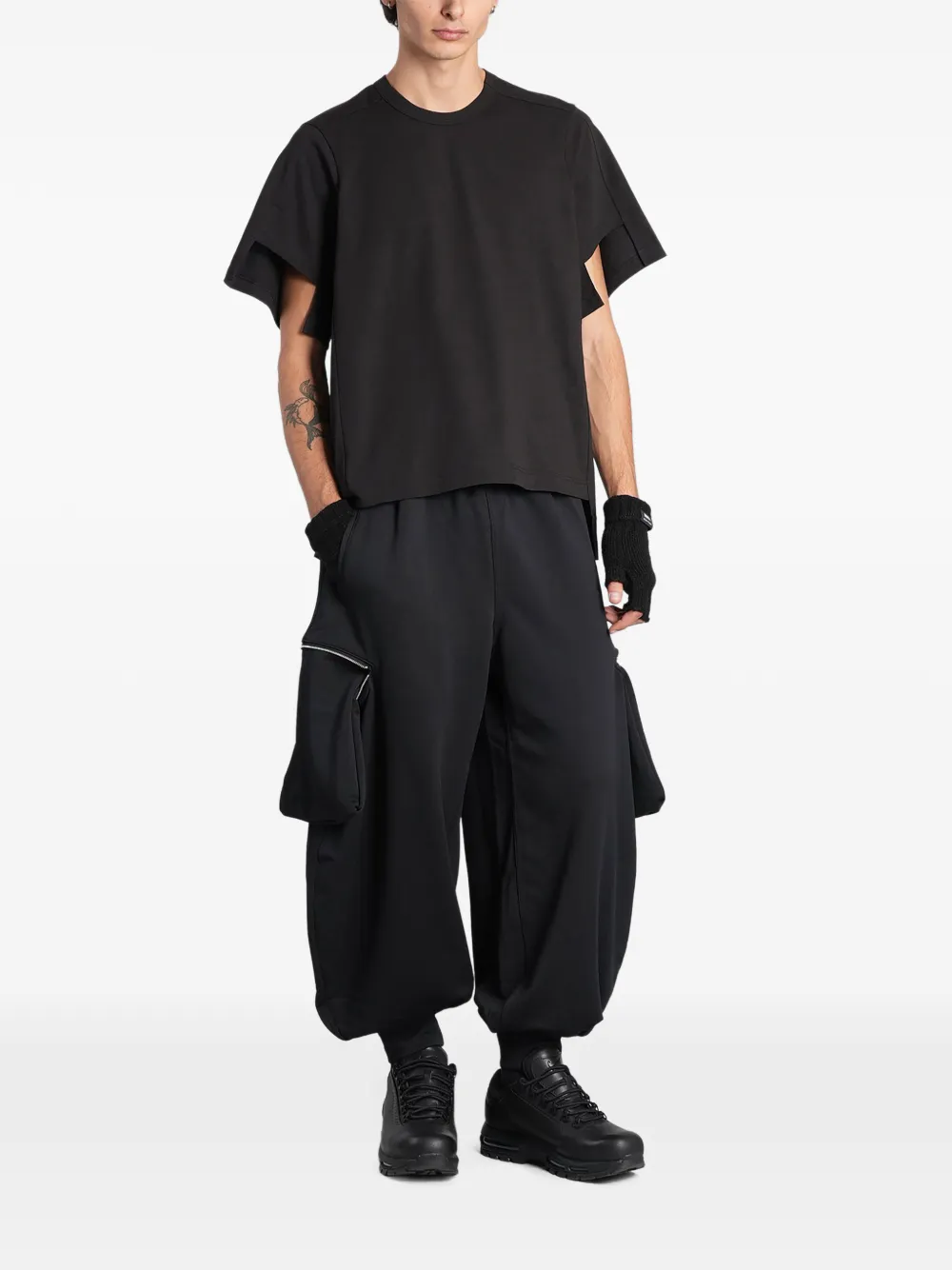 Comme Des Garçons Shirt stepped-hem T-shirt Zwart